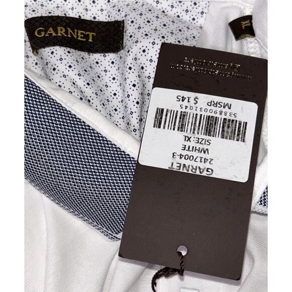 NWT Garnet Clothier Short Sleeve White Polo Shirt with Placket XL - Picture 5 of 6